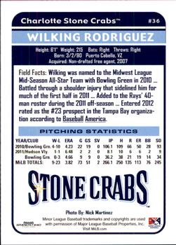2012 Grandstand Charlotte Stone Crabs #NNO Wilking Rodriguez Back