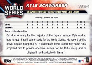 2016 Topps Chicago Cubs World Series Champions Blister Set #WS-1 Kyle Schwarber Back