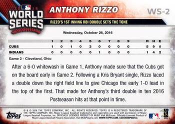 2016 Topps Chicago Cubs World Series Champions Blister Set #WS-2 Anthony Rizzo Back