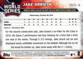 2016 Topps Chicago Cubs World Series Champions Blister Set #WS-4 Jake Arrieta Back