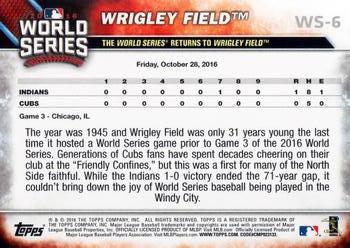 2016 Topps Chicago Cubs World Series Champions Blister Set #WS-6 Wrigley Field Back