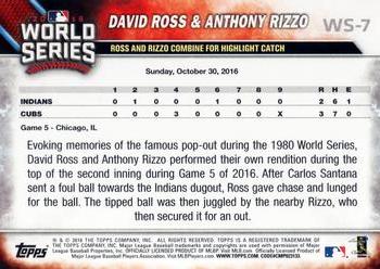 2016 Topps Chicago Cubs World Series Champions Blister Set #WS-7 David Ross / Anthony Rizzo Back