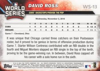 2016 Topps Chicago Cubs World Series Champions Blister Set #WS-13 David Ross Back