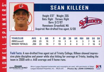 2010 Grandstand Lowell Spinners #NNO Sean Killeen Back