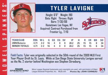 2010 Grandstand Lowell Spinners #NNO Tyler Lavigne Back