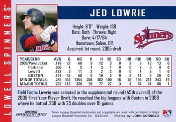 2010 Grandstand Lowell Spinners #NNO Jed Lowrie Back