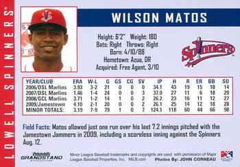 2010 Grandstand Lowell Spinners #NNO Wilson Matos Back