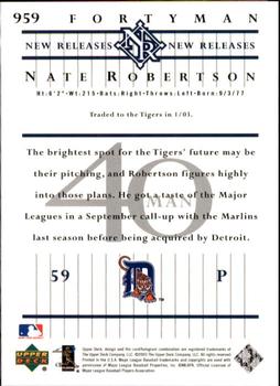 2003 Upper Deck 40-Man - Rainbow #959 Nate Robertson Back