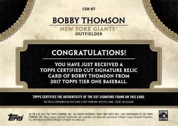 2017 Topps Tier One - Cut Signature Relics #CSR-BT Bobby Thomson Back