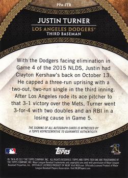 2017 Topps Tier One - Prime Performers Autographs Silver Ink #PPA-JTR Justin Turner Back