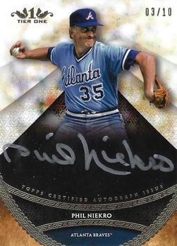 2017 Topps Tier One - Prime Performers Autographs Silver Ink #PPA-PN Phil Niekro Front