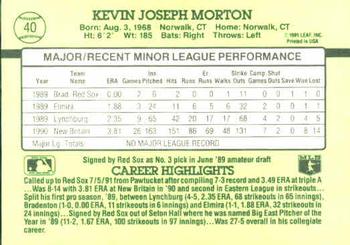 1991 Donruss The Rookies #40 Kevin Morton Back