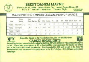 1991 Donruss The Rookies #43 Brent Mayne Back