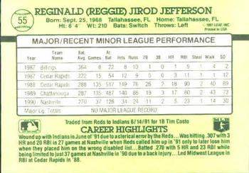 1991 Donruss The Rookies #55 Reggie Jefferson Back