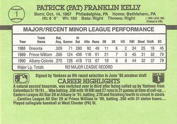 1991 Donruss The Rookies #1 Pat Kelly Back
