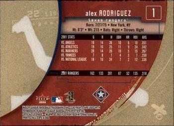 2002 Fleer E-X #1 Alex Rodriguez Back