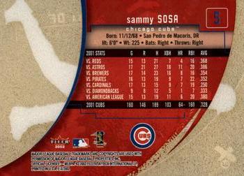 2002 Fleer E-X #5 Sammy Sosa Back