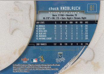 2002 Fleer E-X #81 Chuck Knoblauch Back