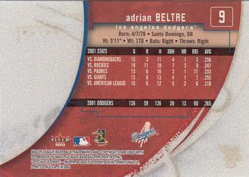 2002 Fleer E-X #9 Adrian Beltre Back
