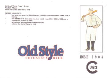 1992 Old Style Chicago Cubs #NNO Mordecai Brown Back