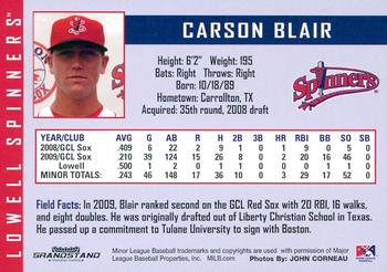 2010 Grandstand Lowell Spinners Update #NNO Carson Blair Back