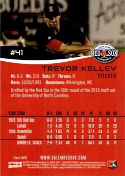 2017 Choice Salem Red Sox #9 Trevor Kelley Back
