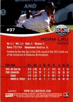 2017 Choice Salem Red Sox #12 Adam Lau Back