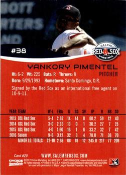 2017 Choice Salem Red Sox #20 Yankory Pimentel Back