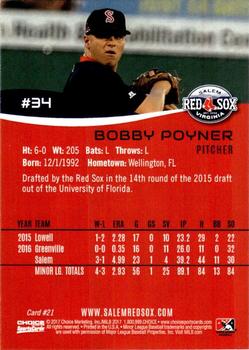 2017 Choice Salem Red Sox #21 Bobby Poyner Back