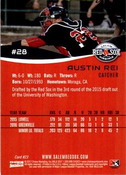2017 Choice Salem Red Sox #23 Austin Rei Back