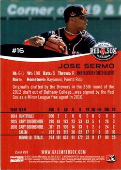 2017 Choice Salem Red Sox #24 Jose Sermo Back