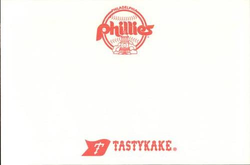 1985 Tastykake Philadelphia Phillies #NNO Phillies Infielders (Mike Schmidt / Steve Jeltz / Ivan DeJesus / Juan Samuel / Luis Aguayo / John Russell) Back