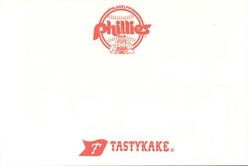 1985 Tastykake Philadelphia Phillies #NNO Phillies Outfielders (Jeff Stone / Tim Corcoran / Greg Gross / Glenn Wilson / Von Hayes) Back