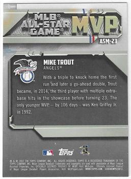 2017 Topps - All-Star Game MVP Blue #ASM-23 Mike Trout Back