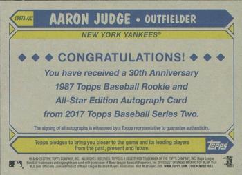 2017 Topps - 1987 Topps Baseball 30th Anniversary Rookie and All-Star Edition Autographs #1987A-AJU Aaron Judge Back