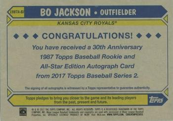 2017 Topps - 1987 Topps Baseball 30th Anniversary Rookie and All-Star Edition Autographs #1987A-BJ Bo Jackson Back