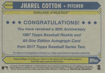 2017 Topps - 1987 Topps Baseball 30th Anniversary Rookie and All-Star Edition Autographs #1987A-JCO Jharel Cotton Back