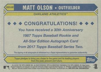 2017 Topps - 1987 Topps Baseball 30th Anniversary Rookie and All-Star Edition Autographs #1987A-MO Matt Olson Back