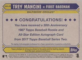 2017 Topps - 1987 Topps Baseball 30th Anniversary Rookie and All-Star Edition Autographs #1987A-TM Trey Mancini Back