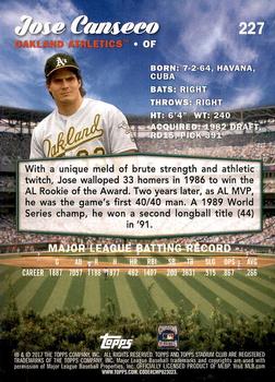2017 Stadium Club - Gold Foil #227 Jose Canseco Back