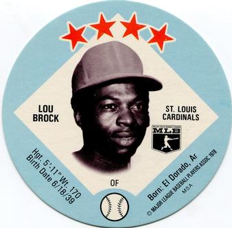 1978 Saga Discs #NNO Lou Brock Front