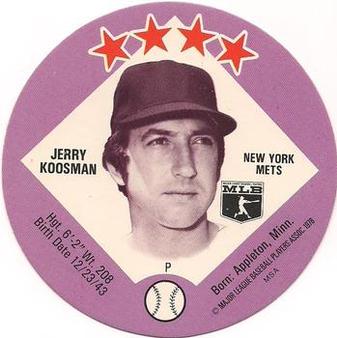 1978 Saga Discs #NNO Jerry Koosman Front