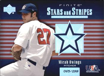 2003 Upper Deck Finite - Stars and Stripes #USA-2 Micah Owings Front