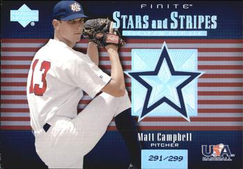 2003 Upper Deck Finite - Stars and Stripes #USA-7 Matt Campbell Front