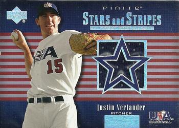 2003 Upper Deck Finite - Stars and Stripes Game Jersey #USA-J5 Justin Verlander Front