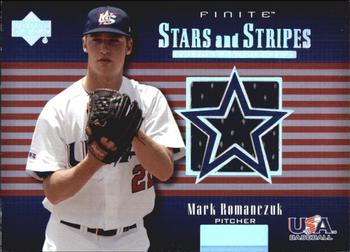 2003 Upper Deck Finite - Stars and Stripes Game Jersey #USA-J9 Mark Romanczuk Front