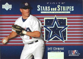 2003 Upper Deck Finite - Stars and Stripes Game Jersey #USA-J10 Jeff Clement Front