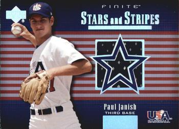 2003 Upper Deck Finite - Stars and Stripes Game Jersey #USA-J13 Paul Janish Front