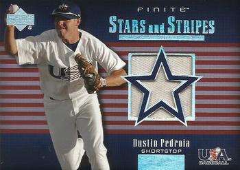 2003 Upper Deck Finite - Stars and Stripes Game Jersey #USA-J16 Dustin Pedroia Front