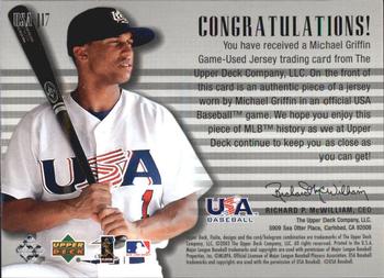 2003 Upper Deck Finite - Stars and Stripes Game Jersey #USA-J17 Michael Griffin Back